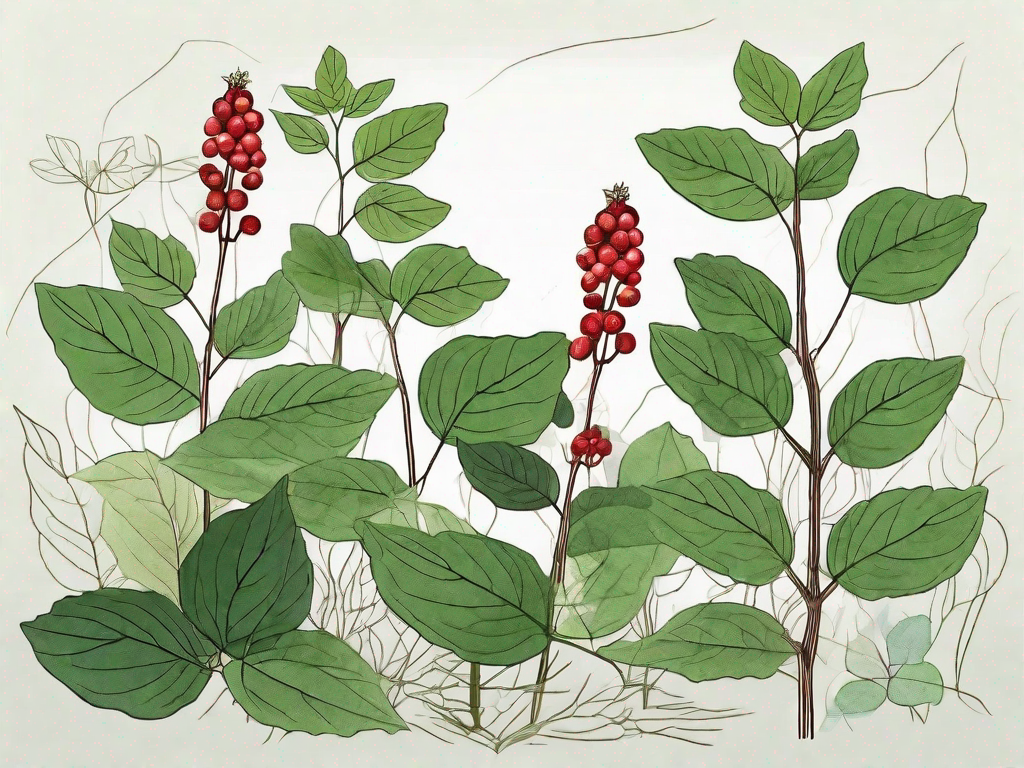 The siberian ginseng plant in its natural forest habitat