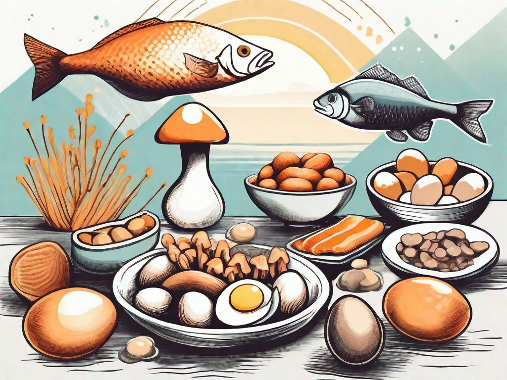 Various foods rich in vitamin d such as fish